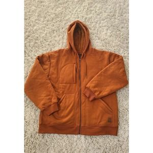 Brixton Abraham Full Zip Sweater - Caramel, Fused Sherpa Lining, Draw Cord Hood
